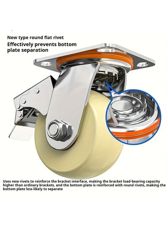 قطعتان 4 بوصة عجلات صناعية مع فرامل ذات محامل كروية مزدوجة عالية القدرة على التحمل - Image 4