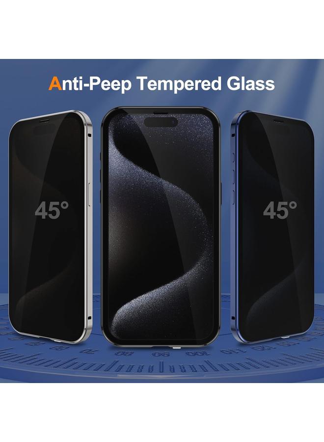 S-TOP Case For iPhone 16 Pro Anti-peeping Magnetic Double-sided Tempered Glass Phone Case - Image 2