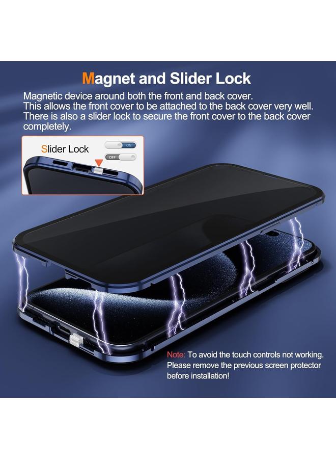 S-TOP Case For iPhone 16 Pro Anti-peeping Magnetic Double-sided Tempered Glass Phone Case - Image 3