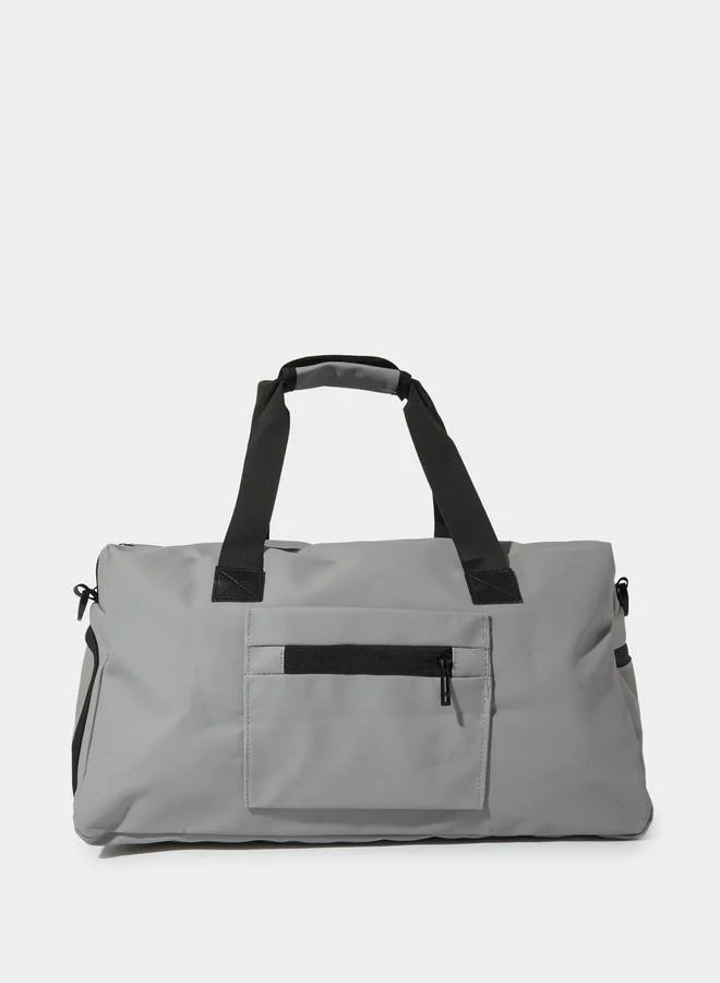 Styli  Grey Gym Bag with Contrast Zip and Patchwork for Women | Best Price UAE