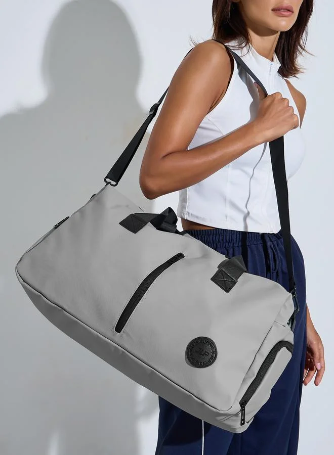Styli  Grey Gym Bag with Contrast Zip and Patchwork for Women | Best Price UAE