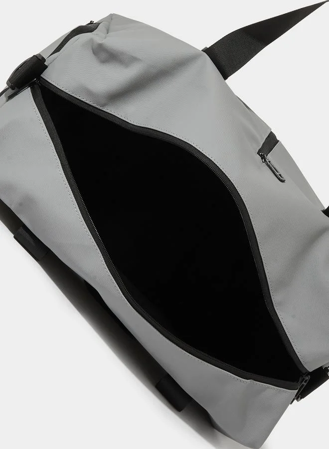 Styli  Grey Gym Bag with Contrast Zip and Patchwork for Women | Best Price UAE