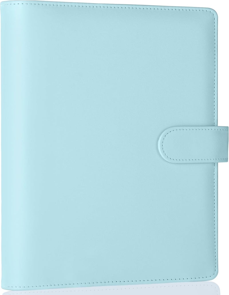 Antner A5 Notebook Binder 6 Ring Refillable Budget Planner Cover for Cash Organizer, PU Leather Loose Leaf Photocard Holder Aesthetic Binder with Magnetic Buckle for A5 Planner Inserts, Mint Blue - Image 1