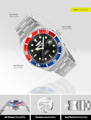 Invicta ساعة إنفيكتا للرجال 23384 برو دايفر بعرض تناظري كوارتز فضية - Image 3