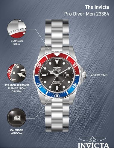 Invicta ساعة إنفيكتا للرجال 23384 برو دايفر بعرض تناظري كوارتز فضية - Image 4
