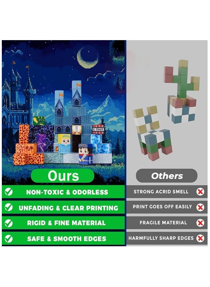 Magnetic Blocks - 100 PCS Build Blue Castle - Magnetic Toys for Toddler Birthday Gifts - STEM Sensory Toys for 3 4 9 10 Year Old Boys & Girls  - Image 4