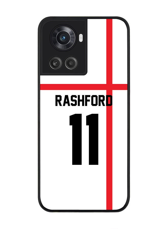 Stylizedd Rugged Black edge case for OnePlus 10R 5G/OnePlus Ace 5G Slim fit Soft Case Flexible Rubber Edges Anti Drop TPU Gel Thin Cover - Football Team - England Player Name - Rashford - Image 1