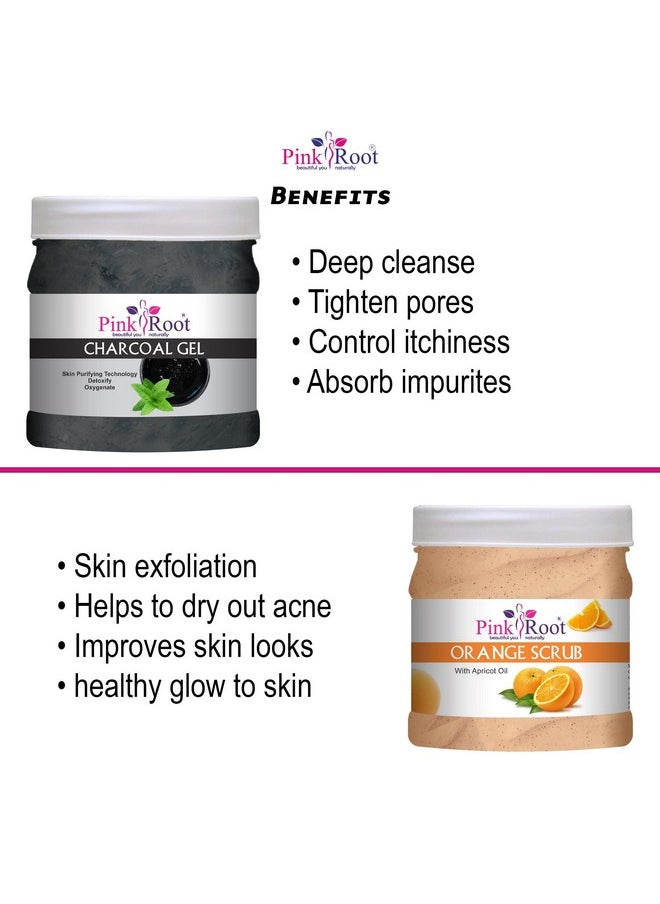Pink Root - Pink Root Charcoal Gel 500gm with Orange Scrub 500gm - Image 1