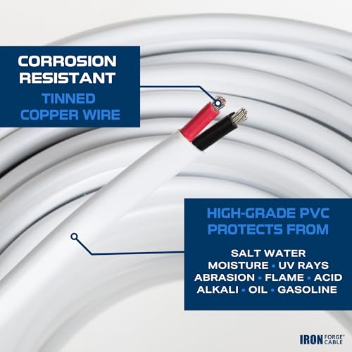 Iron Forge Cable 10 Gauge Marine Wire - 15 Foot, 10 AWG Cable for Boat Wiring, 10/2 Tinned Copper Duplex Marine Grade Outdoor Electric Wire for Boat, Dock, RV, Solar, and Automotive - Image 3