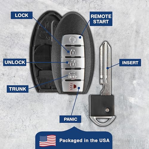 KeylessOption غطاء مفتاح بدون مفتاح 2X بديل لحافظة نيسان ألتيما وماكسيما 2013 2014 2015، غلاف عن بُعد، 5 أزرار KR5S180144014، 7812D-S180014، لا يتطلب برمجة - Image 5