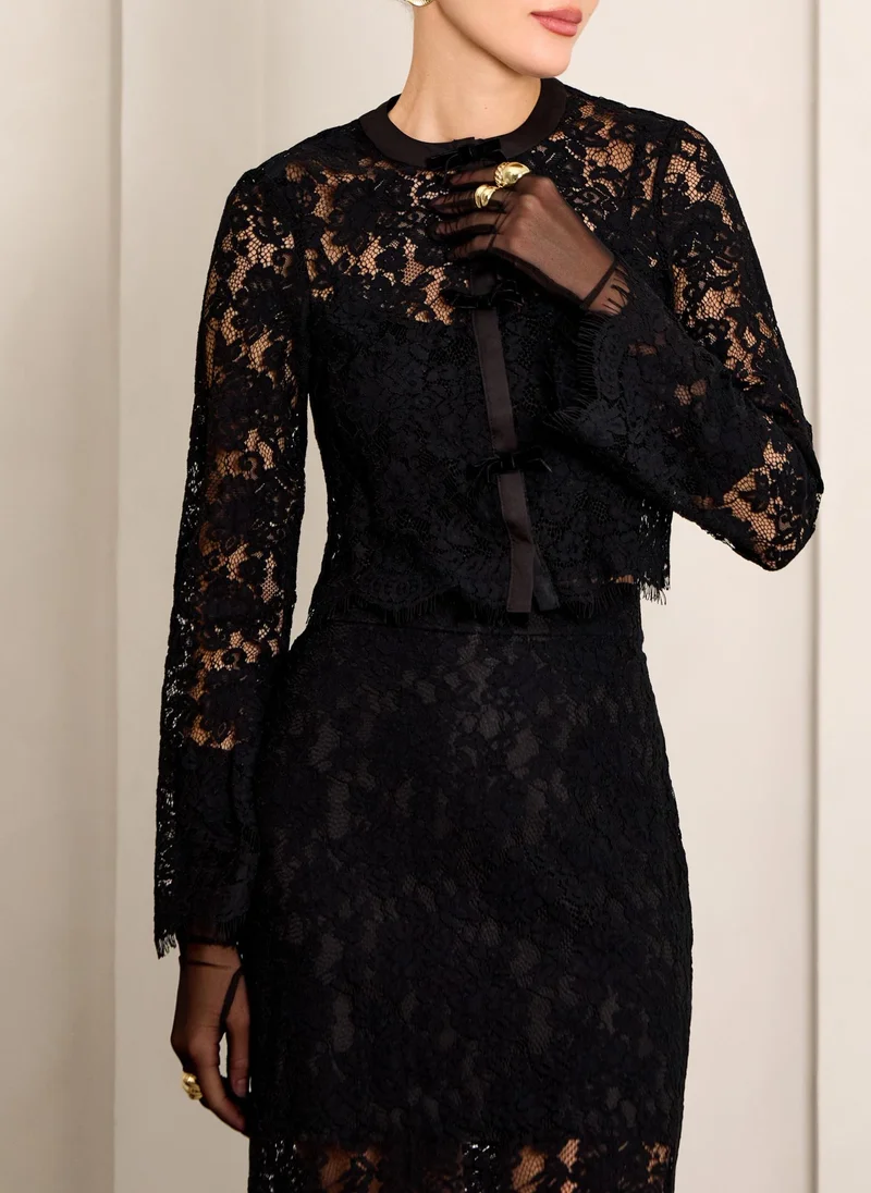 Lichi Guipure midi skirt