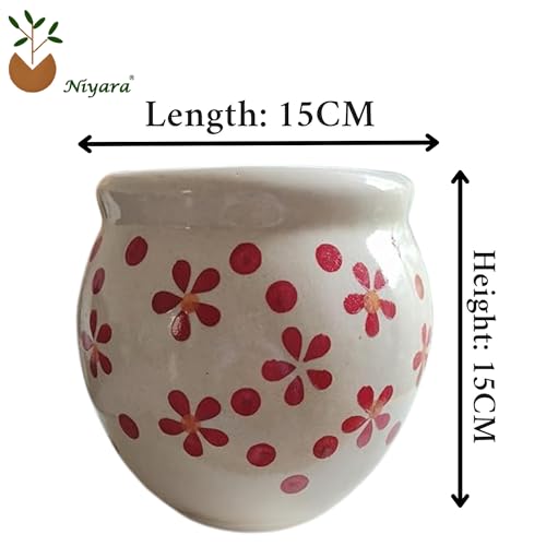 Niyara Handcrafted Ceramic Flower Planter Pot | Decorative Indoor & Outdoor Pot | Multicolor Red Floral Design | Ideal for Home, Garden, Balcony, Office | Décor 6 Inch Height - Image 5
