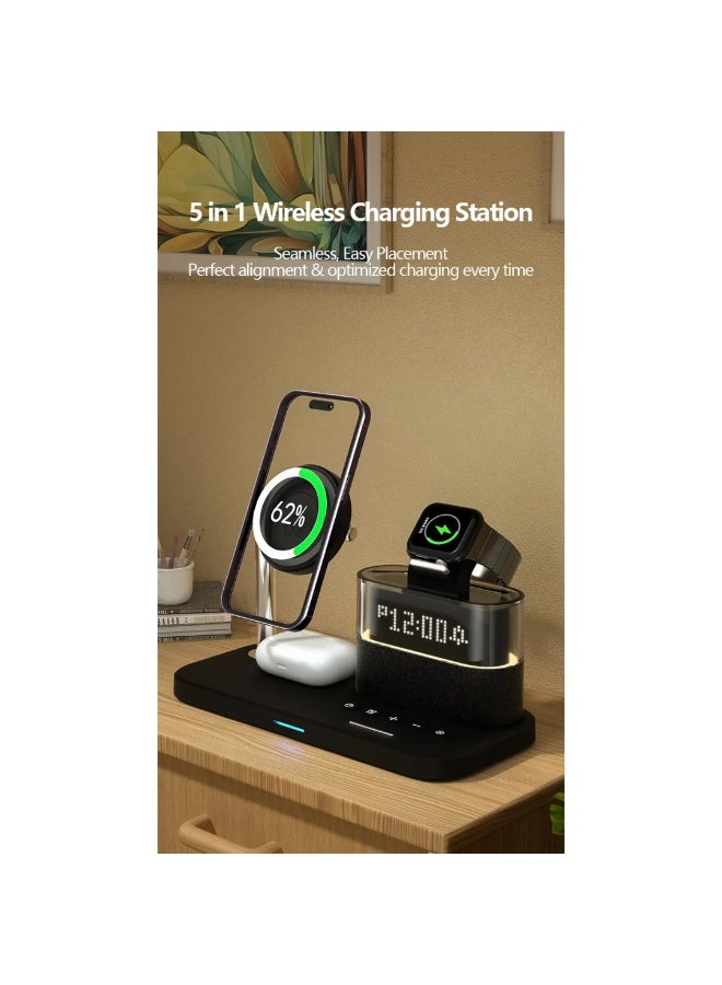 KUKH 5-in-1 Magnetic Wireless Charging Station Compatible with iPhone, Apple Watch, AirPods, and More, Fast Charging Dock with Night Light - Image 5