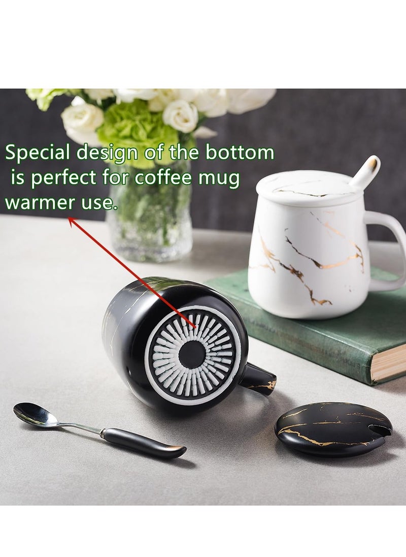 SYOSI - Ceramic Coffee Mug with Lid and Stainless Steel Spoon,13.5 OZ Mug ,Dishwasher and Microwave Safe Tea Cup with Lid- Perfect Present Classic Design Coffee Mug Set - Image 1