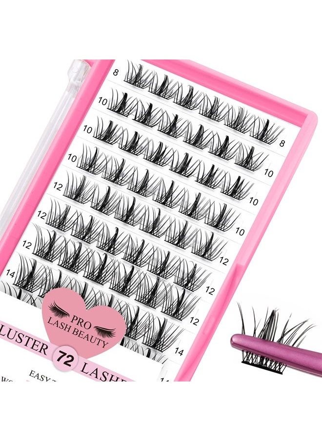 PRO LASHBEAUTY مجموعات الرموش 72 قطعة من الرموش المتجمعة من رموش مانجا، مجموعات رموش ليتل ديفيل، رموش صناعية فردية، رموش صناعية ذاتية التطبيق، شريط رفيع للغاية، قابلة لإعادة الاستخدام، ناعمة ومريحة (Dazzle-D-) 