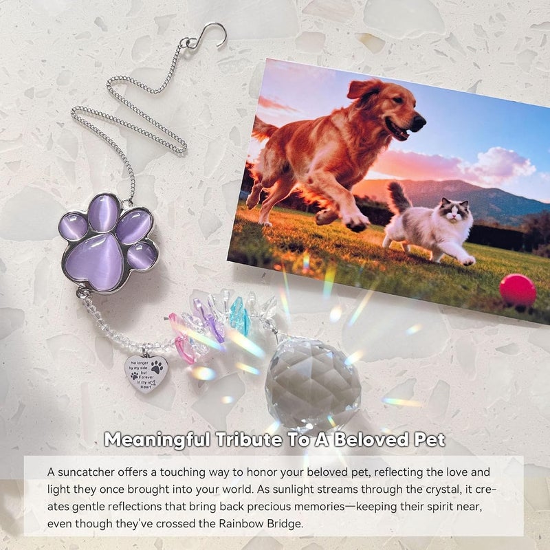 AMETHUARTZ Dog Memorial Gifts for Loss of Dog, Pet Memorial Gifts for Dogs, Thoughtful Bereavement Remembrance Crystal Suncatcher with Sympathy Card (Light Violet) - Image 2