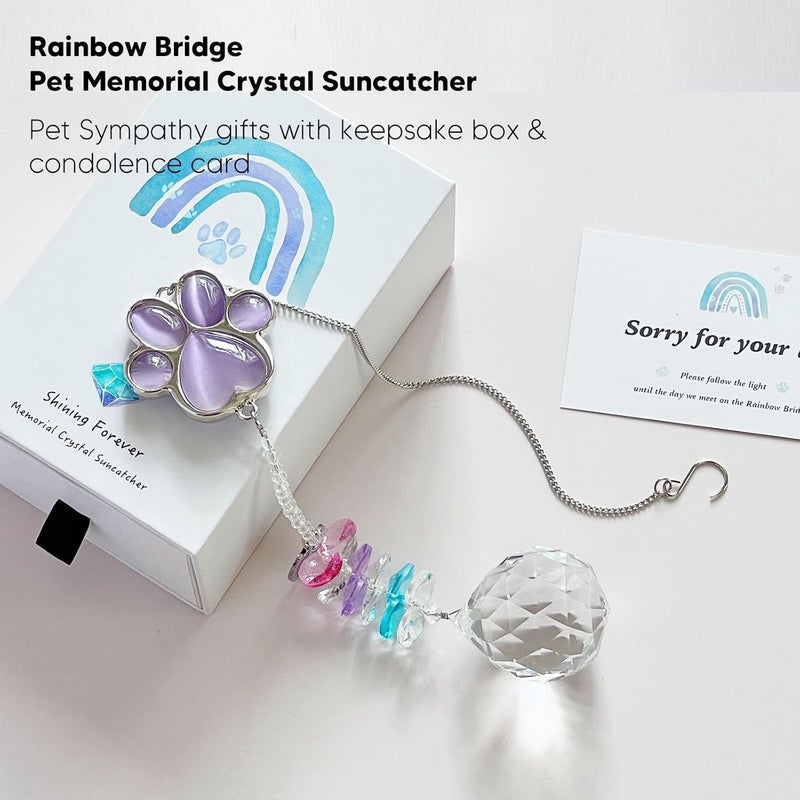 AMETHUARTZ Dog Memorial Gifts for Loss of Dog, Pet Memorial Gifts for Dogs, Thoughtful Bereavement Remembrance Crystal Suncatcher with Sympathy Card (Light Violet) - Image 3