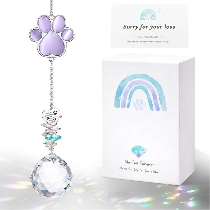 AMETHUARTZ Dog Memorial Gifts for Loss of Dog, Pet Memorial Gifts for Dogs, Thoughtful Bereavement Remembrance Crystal Suncatcher with Sympathy Card (Light Violet) - Image 1