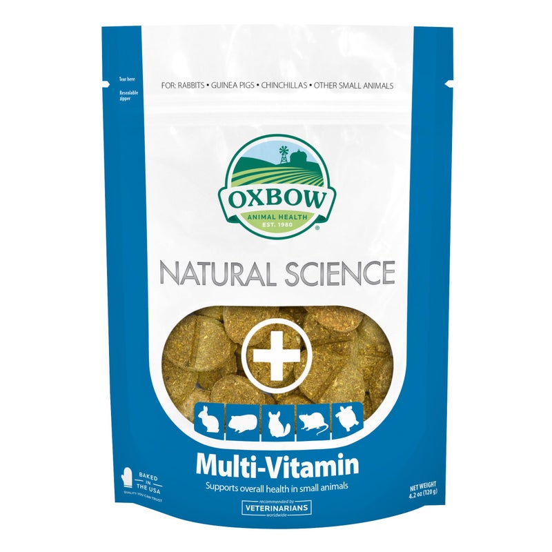 Oxbow Natural Science Multi-Vitamin, High Fiber Supplement for Rabbits & Guinea Pigs, Made with Timothy Hay, Multi-Pet Households, Omega 3 & 6 Fatty Acids, Made in USA, 4.2 oz Bag - Image 1