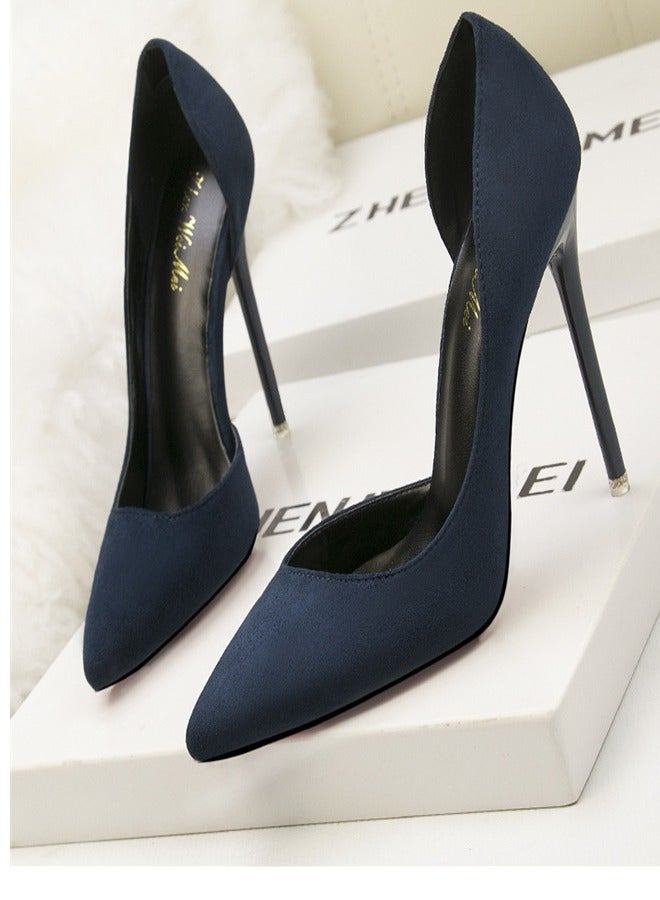 Eloshman 10cm fashionable and minimalist high heels in navy blue - Image 3