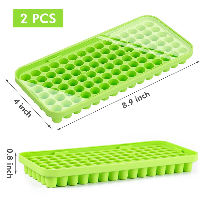 Webake Silicone Ice Cube Tray with Lid Small Ice Nugget Molds 90 Grids Mini Tiny Crushed Ice Trays 2 Pack For Chilled Drinks, Whiskey Cocktails (Stackable, BPA Free) - Image 2