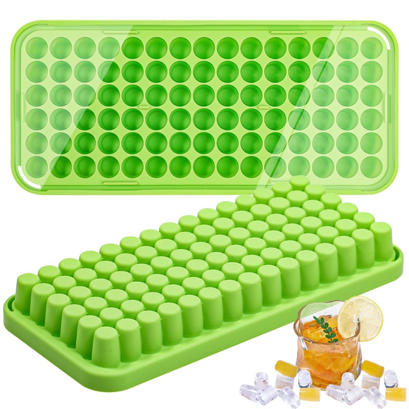 Webake Silicone Ice Cube Tray with Lid Small Ice Nugget Molds 90 Grids Mini Tiny Crushed Ice Trays 2 Pack For Chilled Drinks, Whiskey Cocktails (Stackable, BPA Free) - Image 1