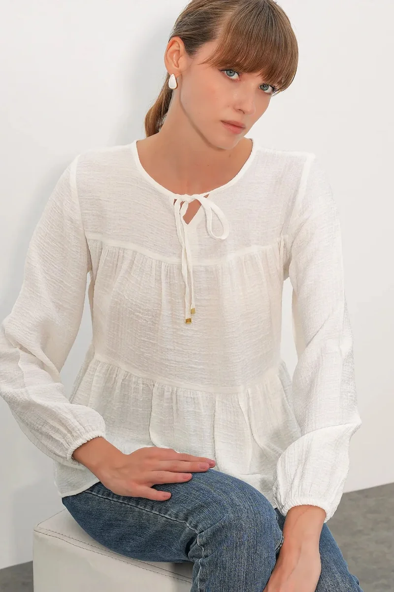 بيغ دارت BDART Textured Tie-Front Blouse