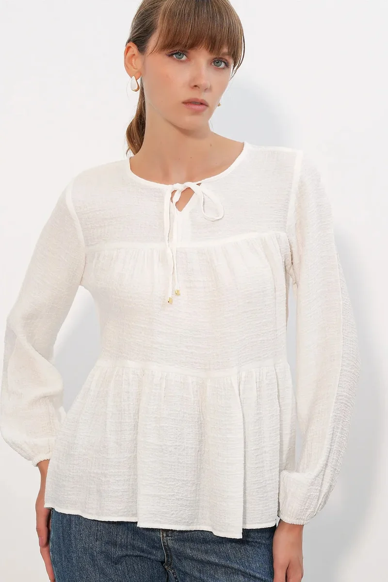 بيغ دارت BDART Textured Tie-Front Blouse