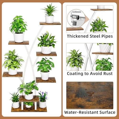 EVAWOO Plant Stand Indoor with Grow Lights - 7 Tiered Plant Shelf Indoor, Corner Plant Stands for Indoor Plants Multiple, 42" Metal Plant Shelves, Plant Flower Holder Display Rack for Home Patio Balcony White - Image 5