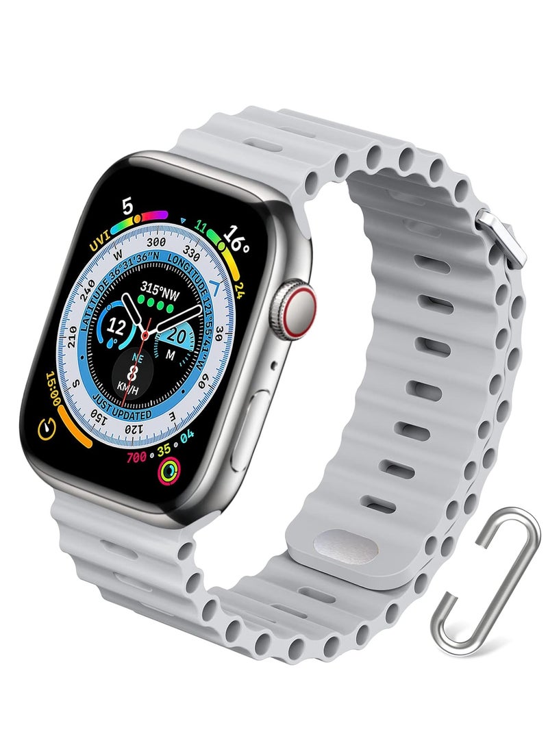 Apple Watch Ocean Band 49mm 45mm 44mm 42mm Soft Silicone White - Image 1