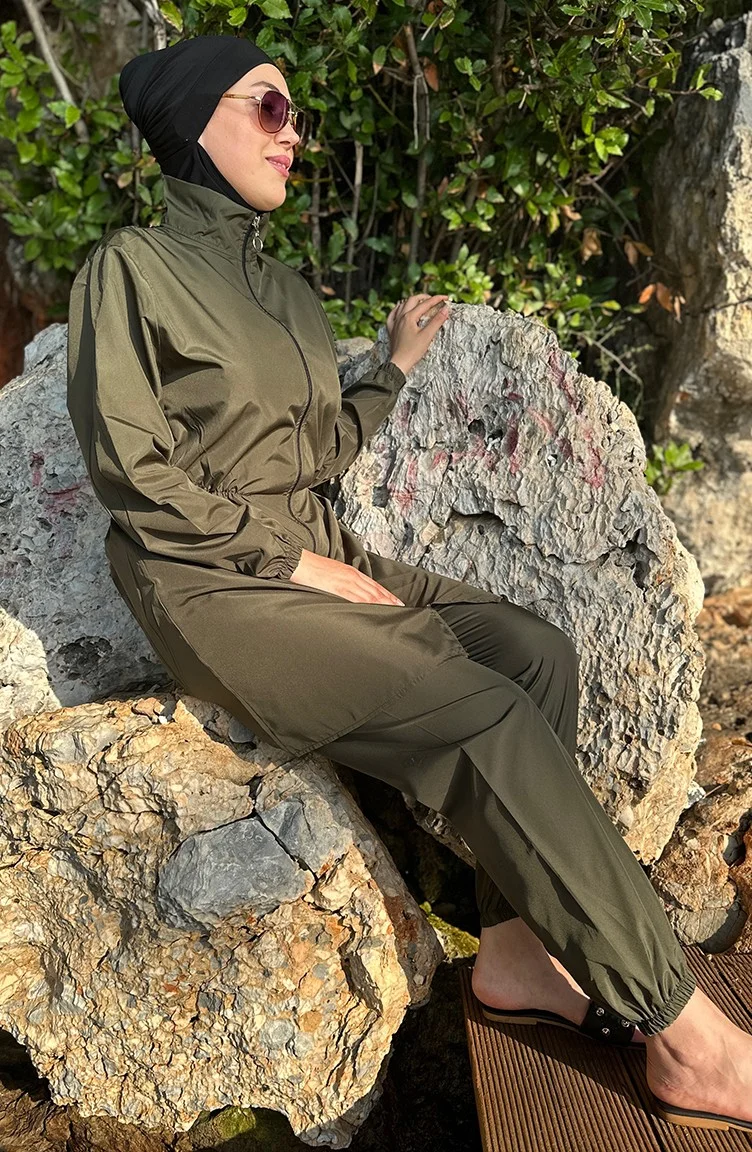 سيفا ميرفي مايوه حجاب مع شنطة 2038-02 كاكي