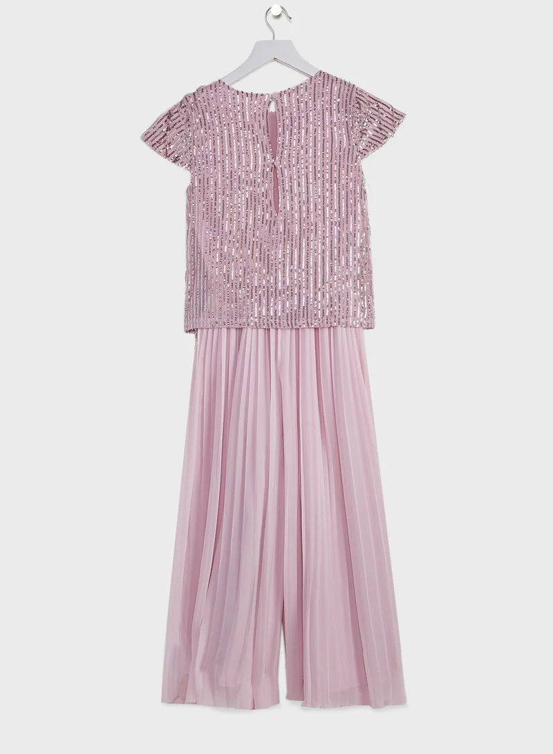 MANGO Kids Pleated Sequin Jumpsuit