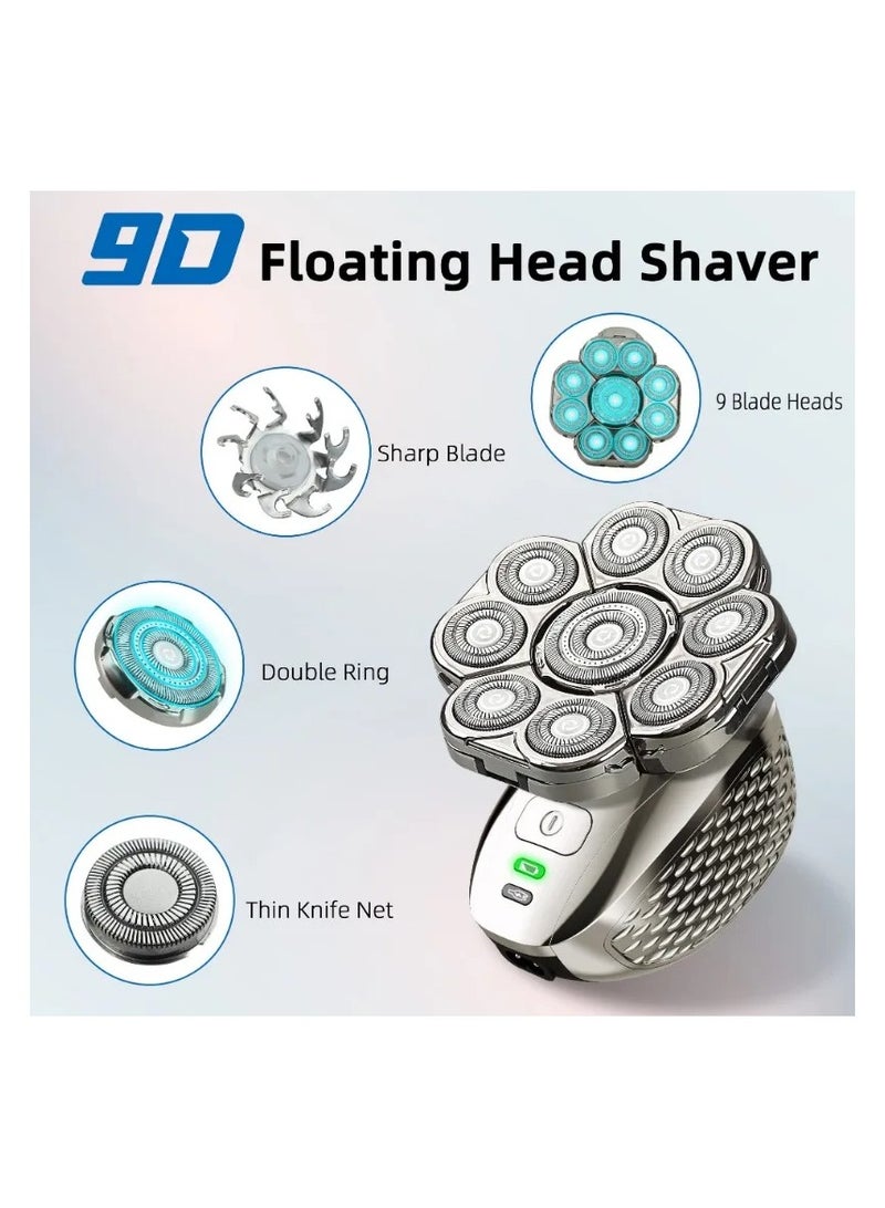 AROAQ 4D Head Shavers for Bald Men, Upgraded 9 Floating Heads 6-in-1 Rechargeable Waterproof Wet Dry Bald Head Shavers for Men - Image 3