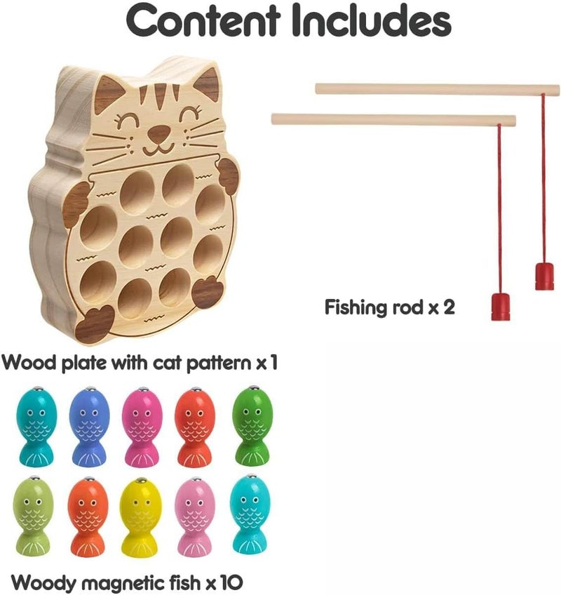 EDUTREE Magnetic Fishing Game, Wooden Montessori Magnetic Fishing Toys for Toddlers,Preschool Educational Activity Learning Toy for Toddlers 1-3, Ideal Gift for Early Learning - Image 5