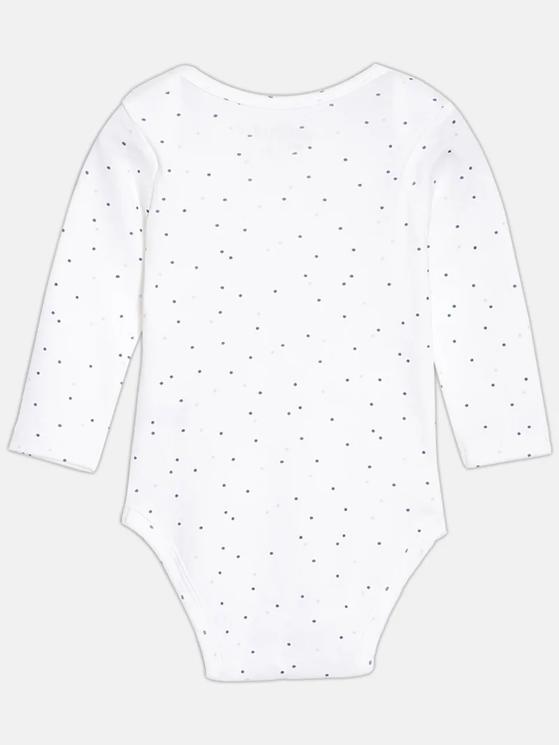 Broon Broon Infant Boys Navy Blue and White Printed Organic Cotton Full Sleeve Bodysuit