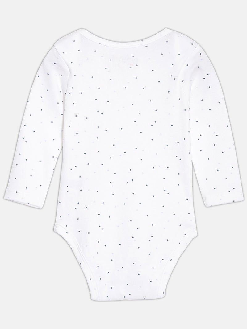 Broon Infant Boys Navy Blue and White Printed Organic Cotton Full Sleeve Bodysuit - Image 4