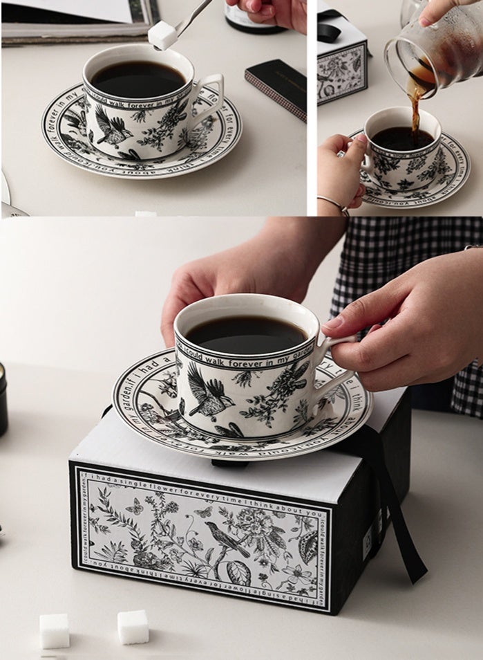 MissTiara Ceramic Coffee Cup and Saucer Set, Vintage Floral Design Porcelain Coffee Cup and Saucer with Gift Box, Hand Crafted Flower Shaped Coffee Cup for Home Office,250 ML Capacity  - Image 4