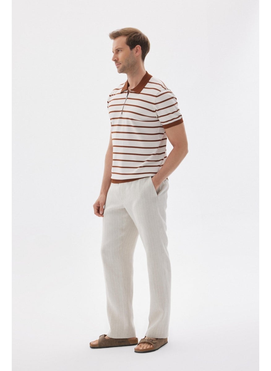 Odelon - Limited Men's Striped Polo Collar Rayon Knitwear T-Shirt Tile - Image 1
