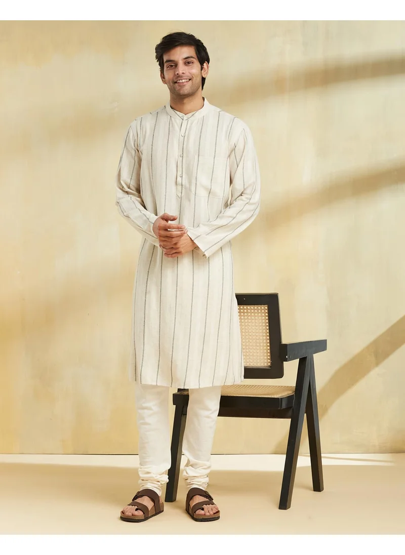 فاب انديا Beige Cotton Blend  Long Kurta