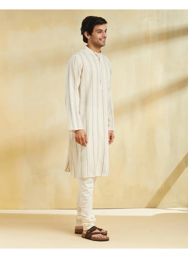 فاب انديا Beige Cotton Blend  Long Kurta