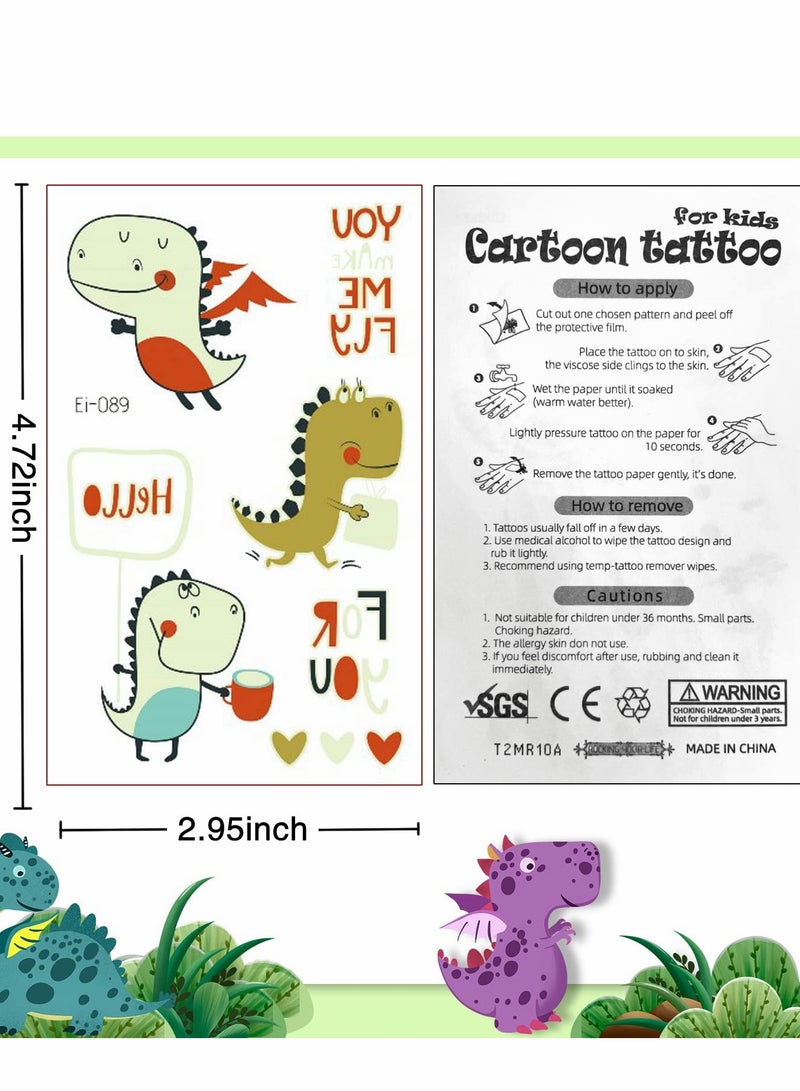 KASTWAVE Luminous Tattoos for Kids, Dinosaur Temporary Tattoos for Kids, 12 Sheets Glow Dinosaur Fake Tattoos Gifts Party Decorations for Children, Dinosaur Theme Party Tattoo Stickers for Girls Boys - Image 4