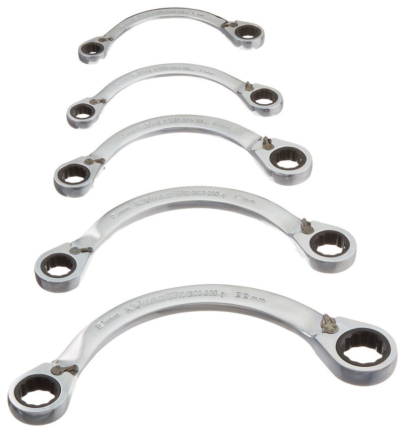 GEARWRENCH 5 Pc. 12 Pt. Reversible Half Moon Double Box Ratcheting Wrench Set, Metric - 9850 - Image 1