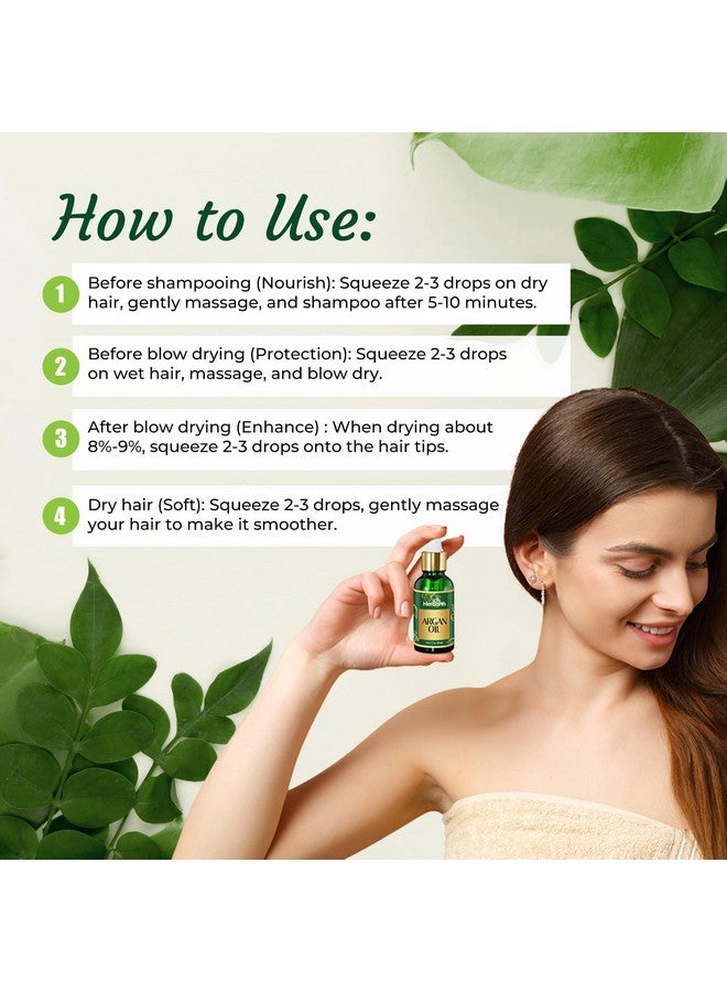 Herbishh Argan Oil for Hair - Deep Condition Hair Treatment Argan Oil - Argan oil for Hair Frizz Control & Damage Repair -30ml - Image 3