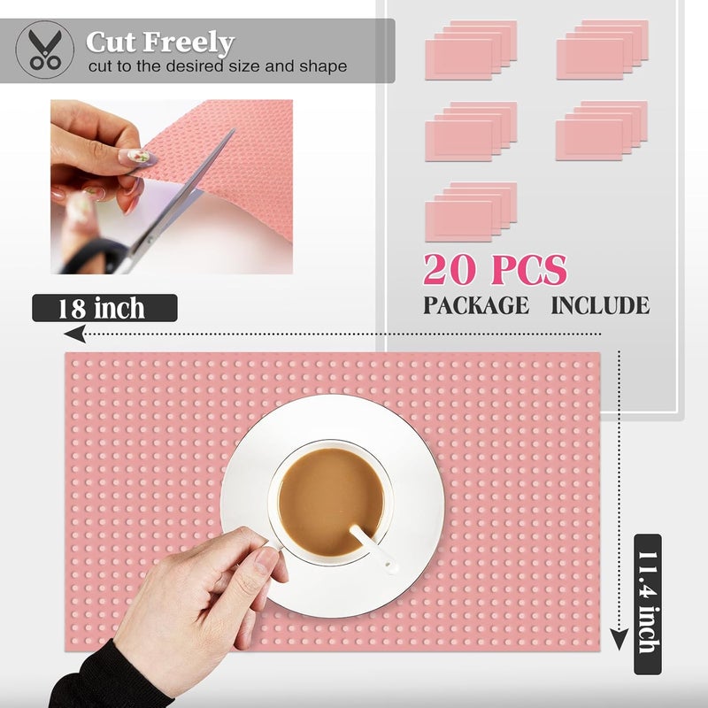 Daixers 20Pcs Refrigerator Liners, Washable Fridge Liner Shelf Mats Refrigerator Pads for Cupboard Cabinet Drawer Home Kitchen Accessories Organization (Pink) - Image 2