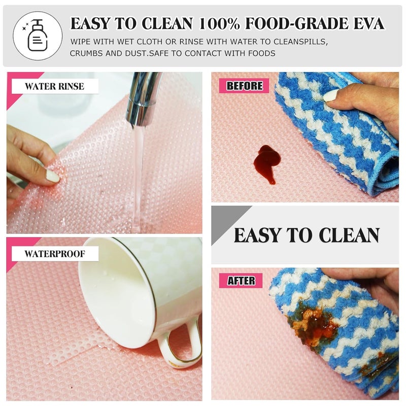 Daixers 20Pcs Refrigerator Liners, Washable Fridge Liner Shelf Mats Refrigerator Pads for Cupboard Cabinet Drawer Home Kitchen Accessories Organization (Pink) - Image 3