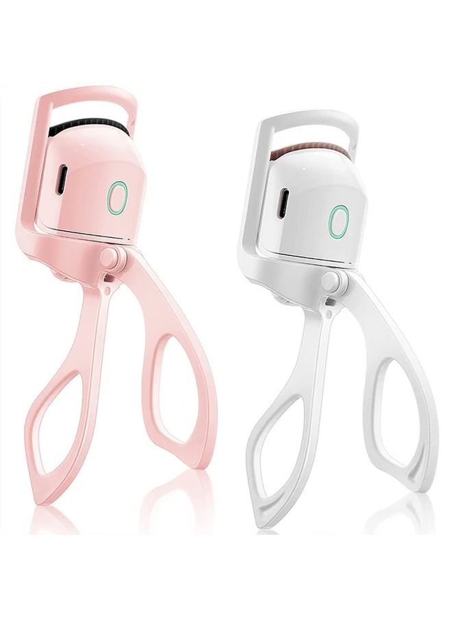 Pink White Rechargeable Electric Heated Eyelash Curler Portable Long Lasting Styling Tool - Image 5