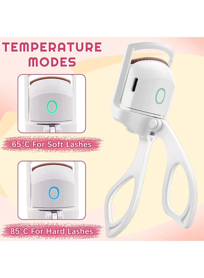 Pink White Rechargeable Electric Heated Eyelash Curler Portable Long Lasting Styling Tool - Image 3