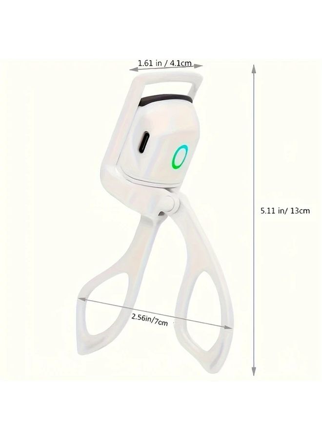 Pink White Rechargeable Electric Heated Eyelash Curler Portable Long Lasting Styling Tool - Image 2