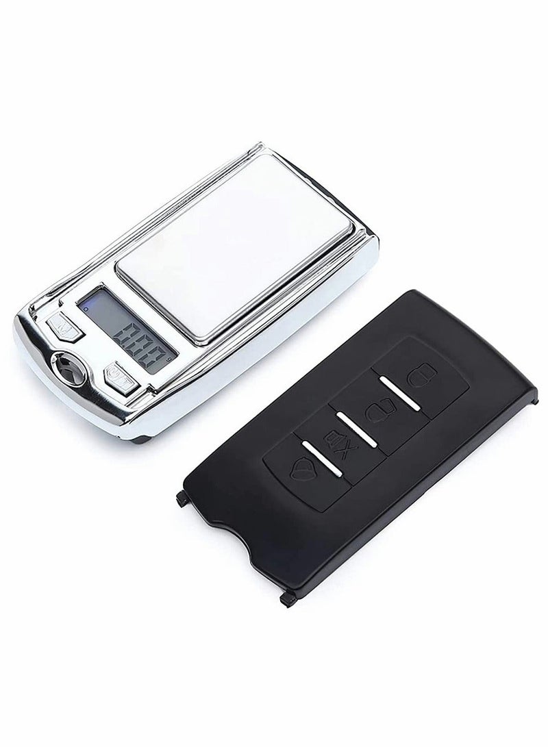 200 G / 0.01G Mini Digital Pocket Scale, Precision Mini Portable Gram Scale with Ring Keychain, Multi-Function Car Key Shape Electronic Scale for Jewelry, Food (Silver) - Image 1