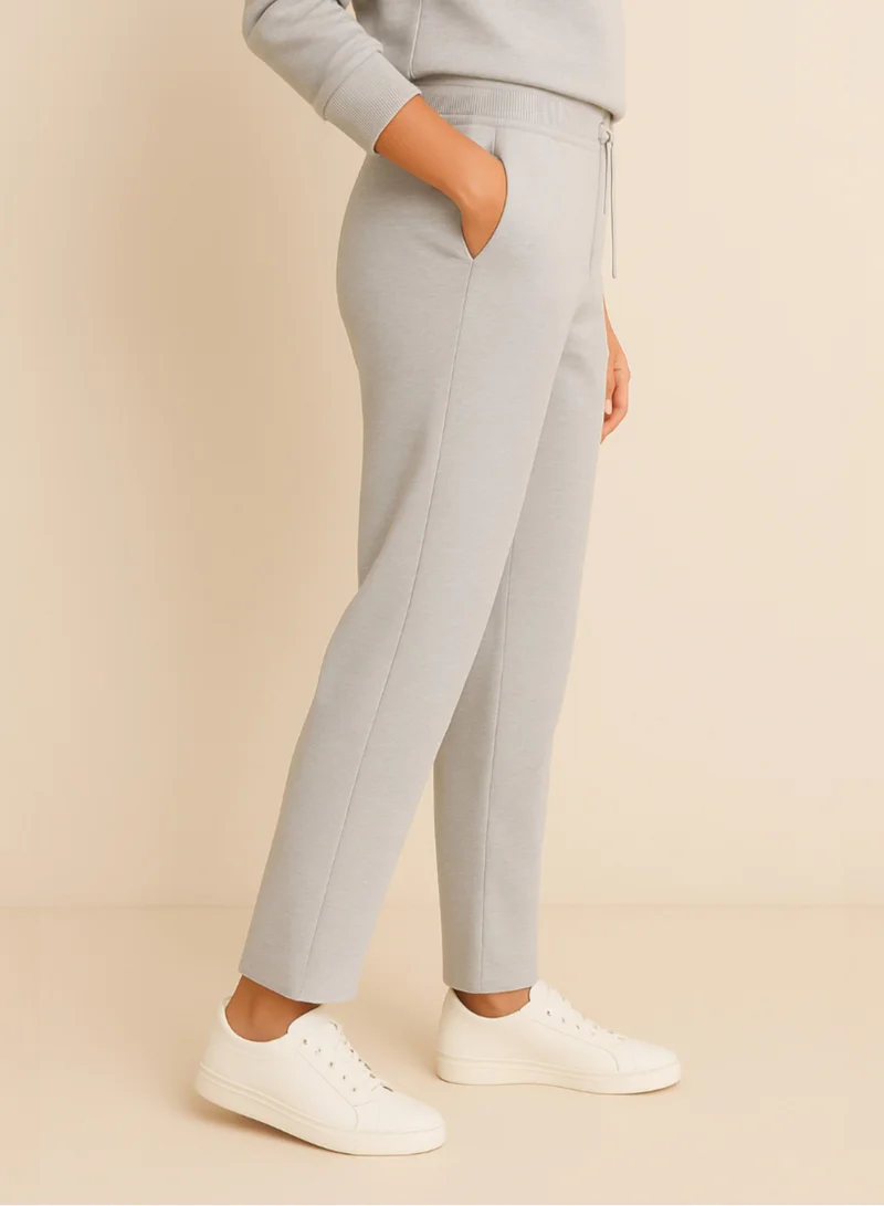 victor and jane "Light Grey Straight-Leg Drawstring Joggers –Cotton interlock
